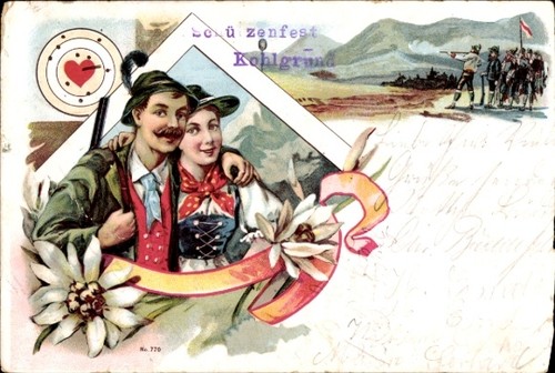 Litho liebespaar jäger mit - litho, liebespaar,